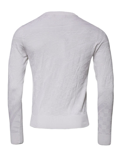 Dolce & Gabbana White Silk Crew Neck Men Pullover Sweater - Le schmidt